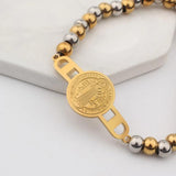 B371 St. Benedict Bracelets 6mm Beaded Rosary Jewelry