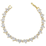 Crystal Zircon Heart Bracelet 18k Plated Chain Silver Jewelry