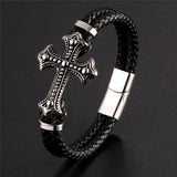 Multi-layer Leather Chain Weaved Man Bracelets 316L Stainless Steel Wristband