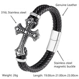 Multi-layer Leather Chain Weaved Man Bracelets 316L Stainless Steel Wristband