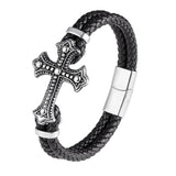 Multi-layer Leather Chain Weaved Man Bracelets 316L Stainless Steel Wristband