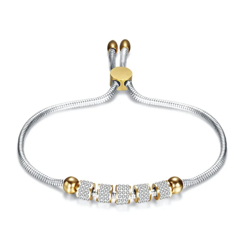 Adjustable Snake Bracelet For Women Stainless Steel CZ Bracelet