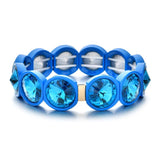 Multicolor Crystal Elastic Tile Bracelet Enamel Stretch Glass Bangle
