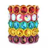 Multicolor Crystal Elastic Tile Bracelet Enamel Stretch Glass Bangle