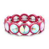Multicolor Crystal Elastic Tile Bracelet Enamel Stretch Glass Bangle