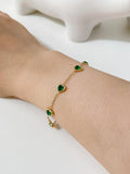 Peri'sBox Colorful Heart Zircon Thin Chain Bracelet Stainless Steel
