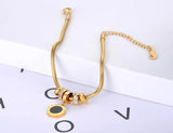 Bohemia Roman Numeral Charm Bracelet Stainless Steel CZ Chain B21067