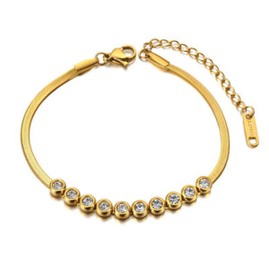 Stainless Steel CZ Crystal Charm Bracelets Bohemia Party Snake Chain B21060