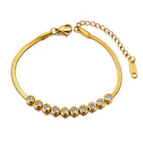 Stainless Steel CZ Crystal Charm Bracelets Bohemia Party Snake Chain B21060