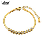 Stainless Steel CZ Crystal Charm Bracelets Bohemia Party Snake Chain B21060