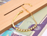 Stainless Steel CZ Crystal Charm Bracelets Bohemia Party Snake Chain B21060