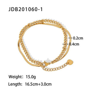 Punk Style Cuban & Snake Chain Bracelets Women 14k Plated Stainless Steel