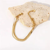 Punk Style Cuban & Snake Chain Bracelets Women 14k Plated Stainless Steel