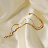 Punk Style Cuban & Snake Chain Bracelets Women 14k Plated Stainless Steel