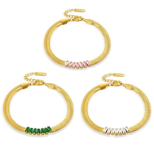 WILD Snake Chain Bracelet Green Pink Crystal Charm Jewelry