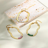 WILD Snake Chain Bracelet Green Pink Crystal Charm Jewelry