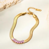WILD Snake Chain Bracelet Green Pink Crystal Charm Jewelry