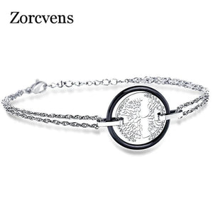 Ceramic Bracelet Stainless Steel Hollow Life Tree Circle Charm Bracelet