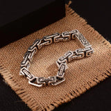 Thick Chain Thai Silver Bracelet for Women Geometric Irregular Pattern