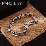 Thick Chain Thai Silver Bracelet for Women Geometric Irregular Pattern