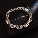 Thick Chain Thai Silver Bracelet for Women Geometric Irregular Pattern