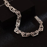 Thick Chain Thai Silver Bracelet for Women Geometric Irregular Pattern