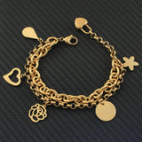 Chain Bracelets Charm With Heart Moon Star Pendants Stainless Steel Jewelry