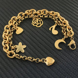 Chain Bracelets Charm With Heart Moon Star Pendants Stainless Steel Jewelry