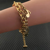 Chain Bracelets Charm With Heart Moon Star Pendants Stainless Steel Jewelry