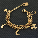 Chain Bracelets Charm With Heart Moon Star Pendants Stainless Steel Jewelry