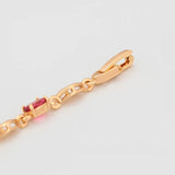 18ct Plated Red Zircon Bracelet for Women, Lead and Nickel Free
