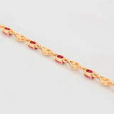 18ct Plated Red Zircon Bracelet for Women, Lead and Nickel Free