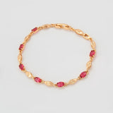 18ct Plated Red Zircon Bracelet for Women, Lead and Nickel Free