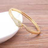 Copper Zircon Snake Cuff Bracelet Adjustable Bohemian Women's