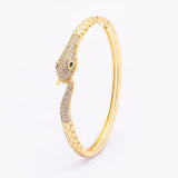 Copper Zircon Snake Cuff Bracelet Adjustable Bohemian Women's