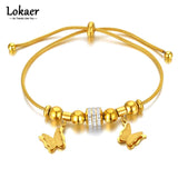 Stainless Steel Snake Chain Bracelet Butterfly Charm B22051