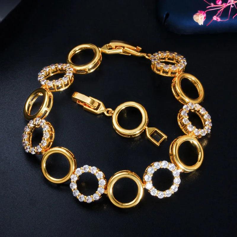 Yellow Plated Round CZ Tennis Bracelet Women's Jewelry Gift