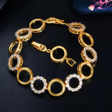 Yellow Plated Round CZ Tennis Bracelet Women's Jewelry Gift