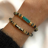Vintage Natural Stone Ceramic Bracelet, Adjustable Ethnic Arm Accessory