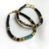 Vintage Natural Stone Ceramic Bracelet, Adjustable Ethnic Arm Accessory