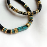 Vintage Natural Stone Ceramic Bracelet, Adjustable Ethnic Arm Accessory