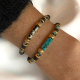 Vintage Natural Stone Ceramic Bracelet, Adjustable Ethnic Arm Accessory