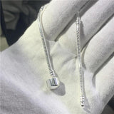 Silver Snake Chain Bracelet Heart Clasp Beads Charms DIY Jewelry