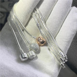 Silver Snake Chain Bracelet Heart Clasp Beads Charms DIY Jewelry