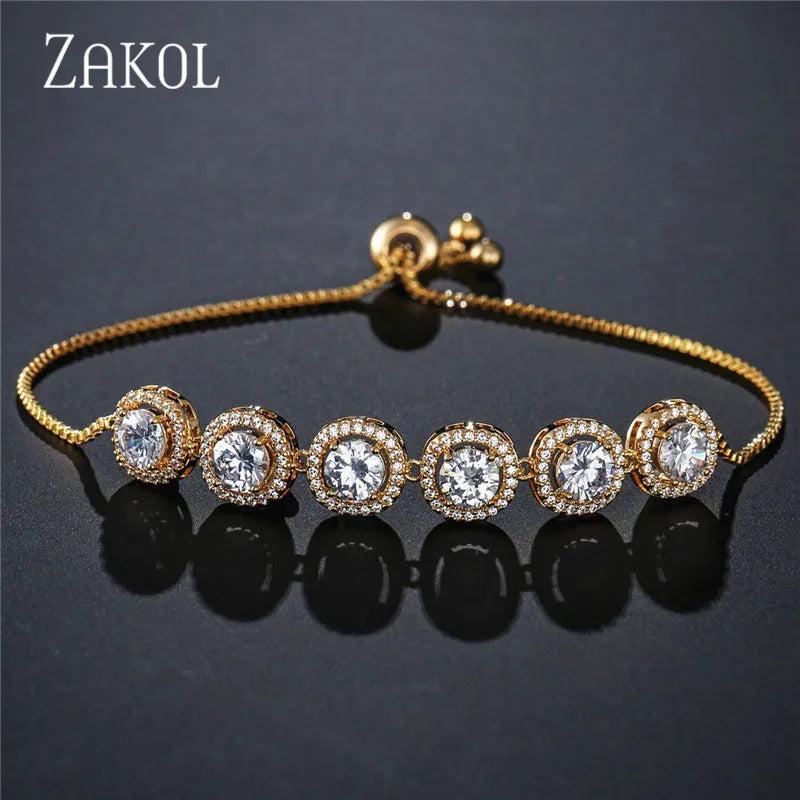 CZ Adjustable Chain Link Bracelet Crystal Women Bangles FSBP2067