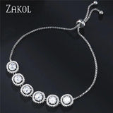 CZ Adjustable Chain Link Bracelet Crystal Women Bangles FSBP2067