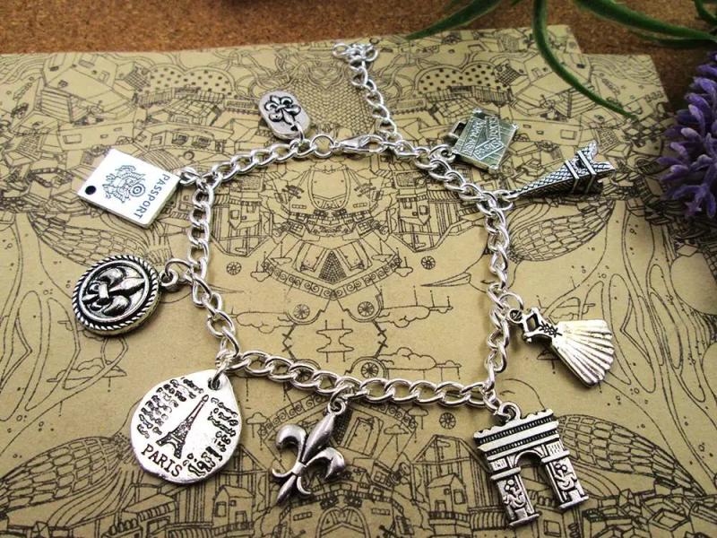 PARIS Charm Bracelet Silver Plated Gift