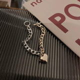 Silver Heart Shape Bracelet for Women - Stars Moon Jewelry