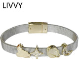 Silver Heart Shape Bracelet for Women - Stars Moon Jewelry