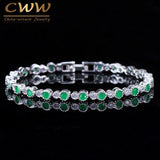 CWWZircons Green Crystal Bracelet with Zirconia Stones